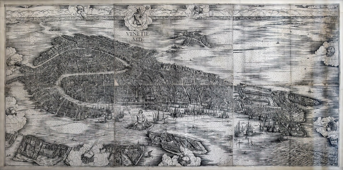 Jacopo de' Barbari's woodcut bird's-eye view of Venice, printed in 1500