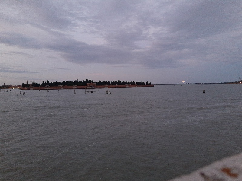 The walled cemetery island of San Michele seen from the water